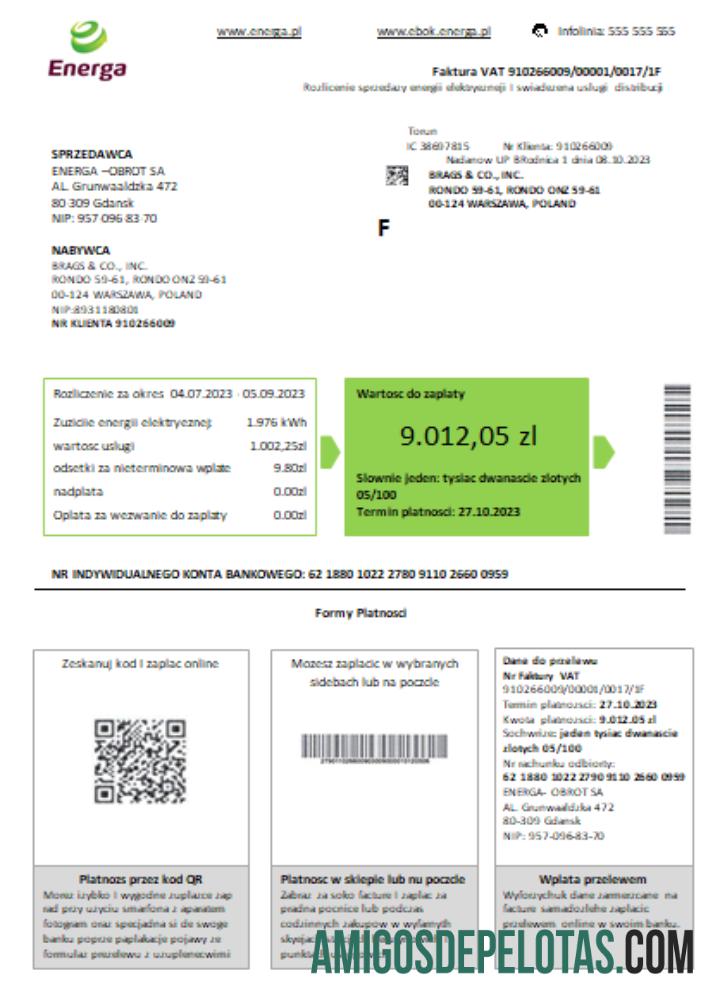 Projeto de Lei de Negócios de Utilidades Energa da Polônia, SCR exemplo real